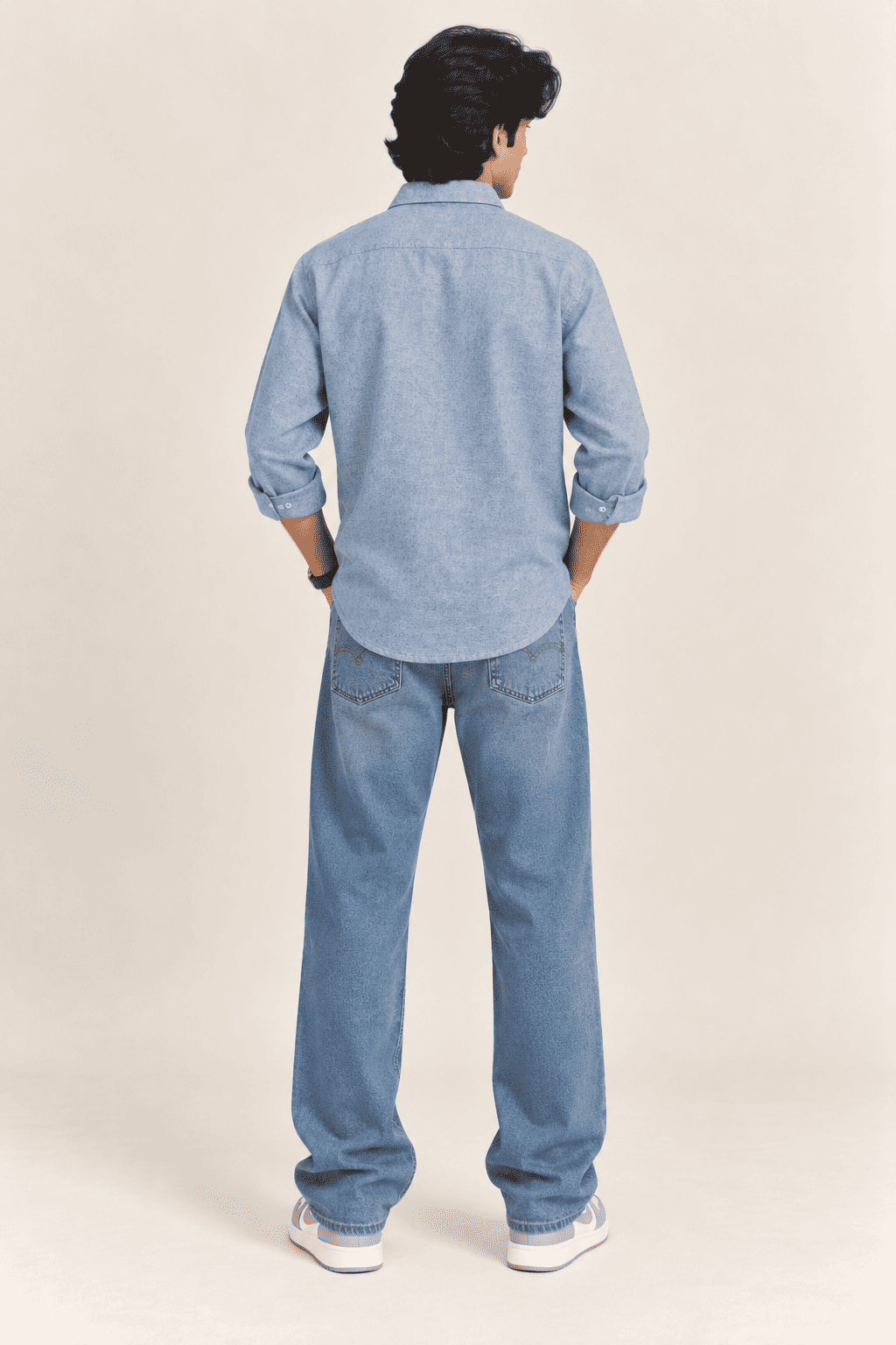 Men’s Blue Chambray Pocket Shirt - Image 3