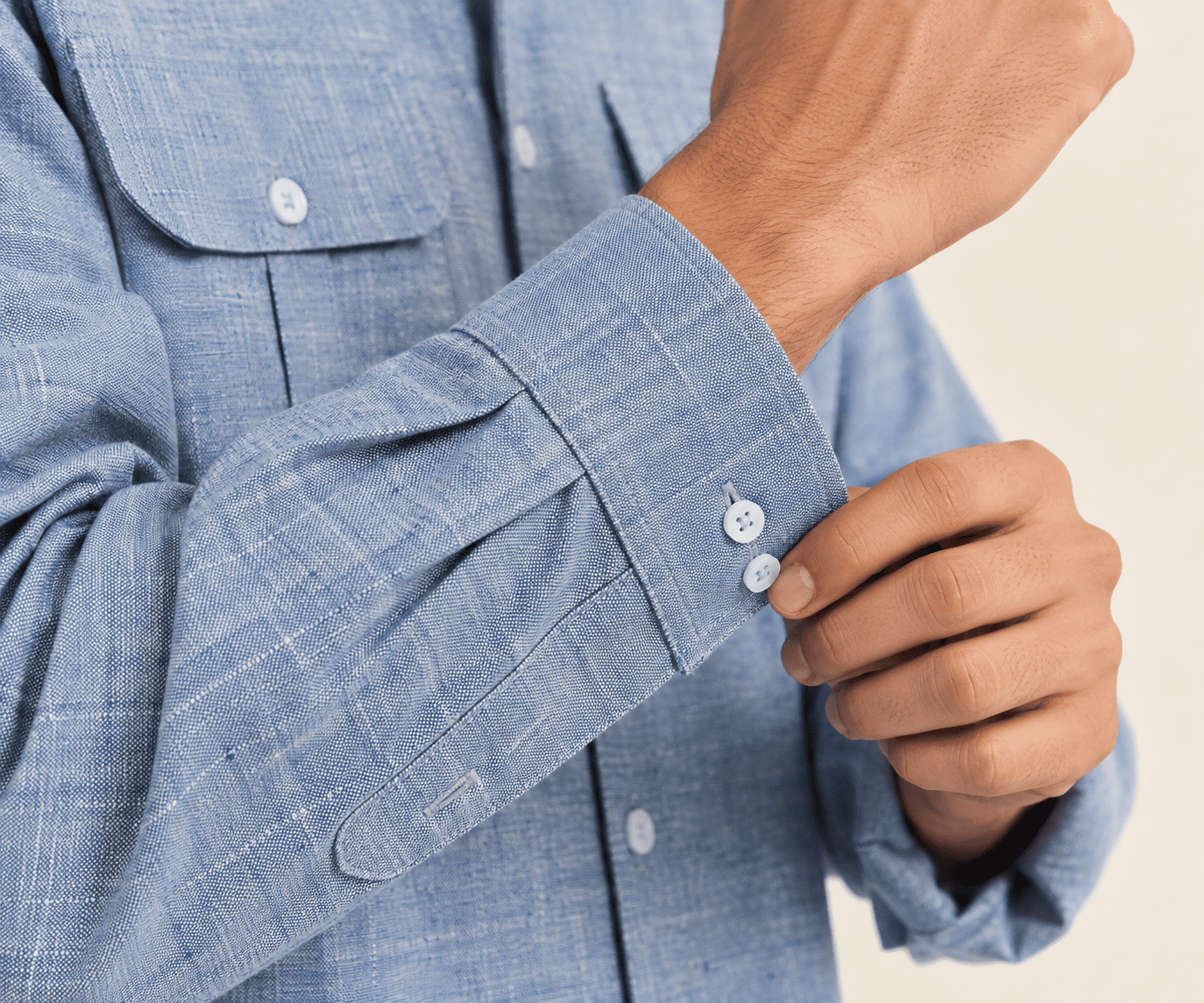 Men’s Blue Chambray Pocket Shirt - Image 6