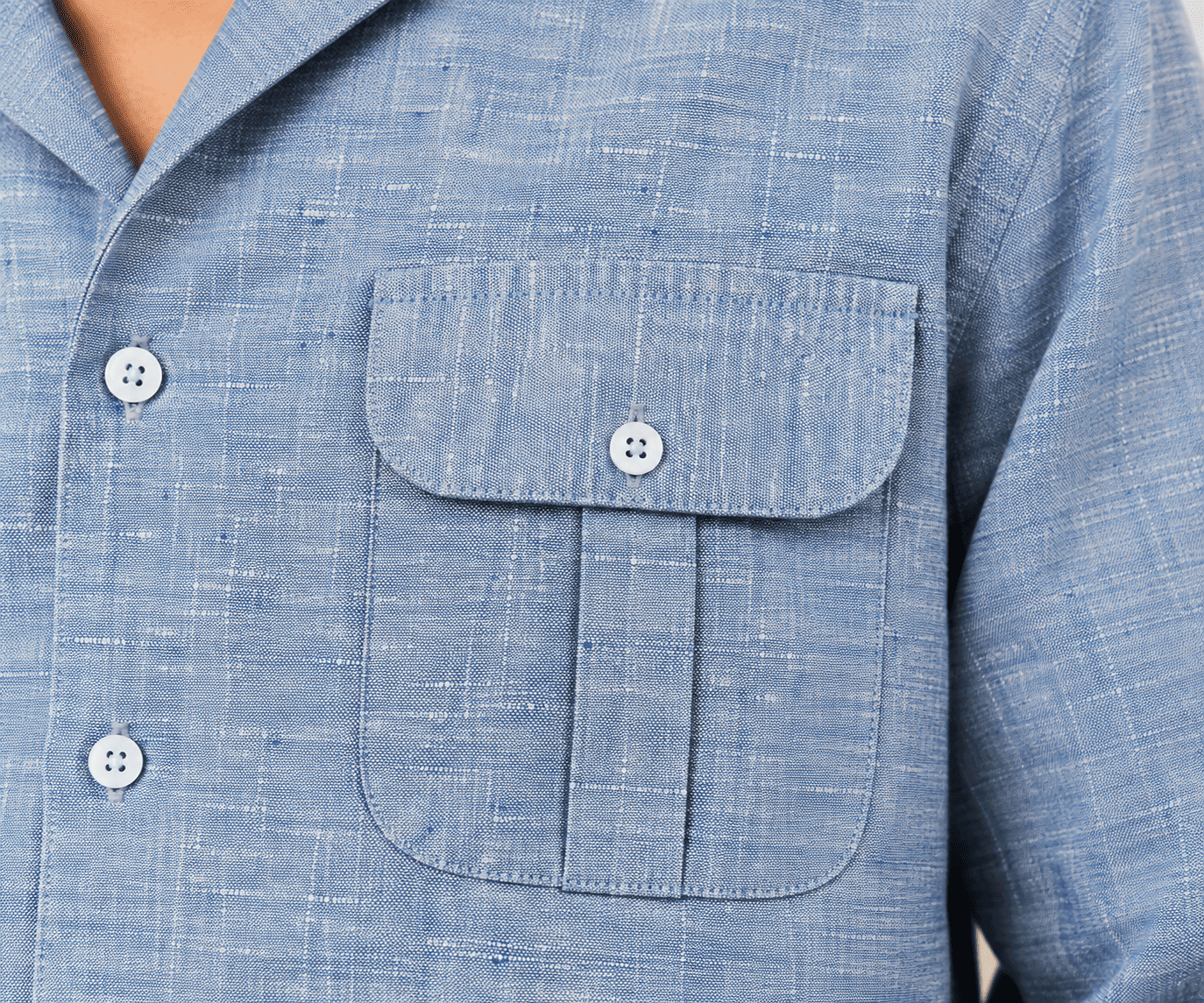 Men’s Blue Chambray Pocket Shirt - Image 7