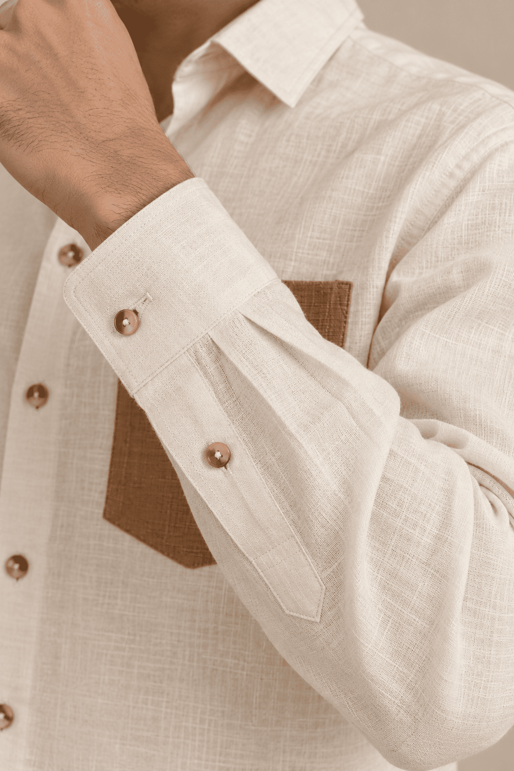Ivory Contrast Pocket Shirt - Image 4